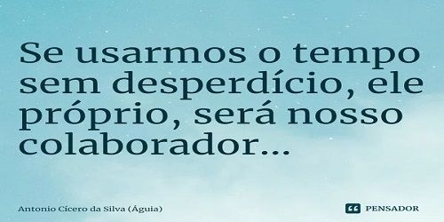O desperdício do tempo é por não saber usá-lo