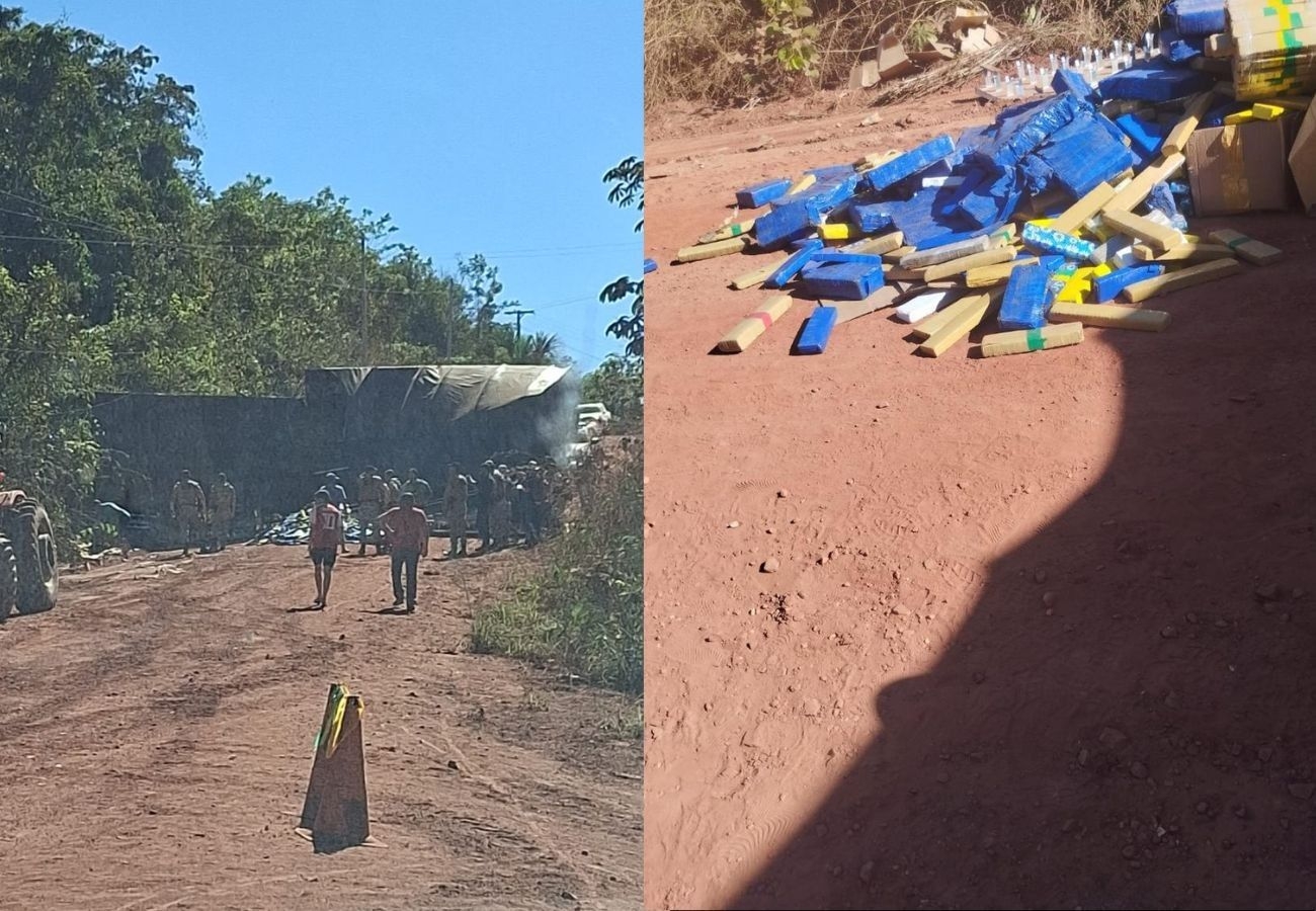 Polícia apreende drogas após carreta tombar no Tocantins
