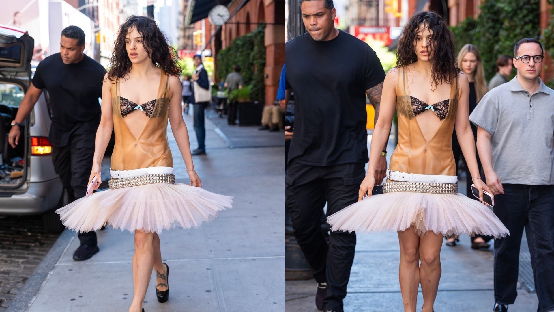 Rosalía surpreende com look de látex e tutu em Nova York