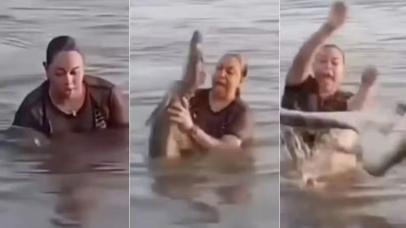 Banhista descobre jacaré em lagoa e gera pânico
