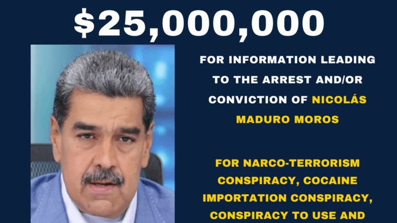 EUA anunciam recompensa de US$ 25 milhões pela prisão de Maduro