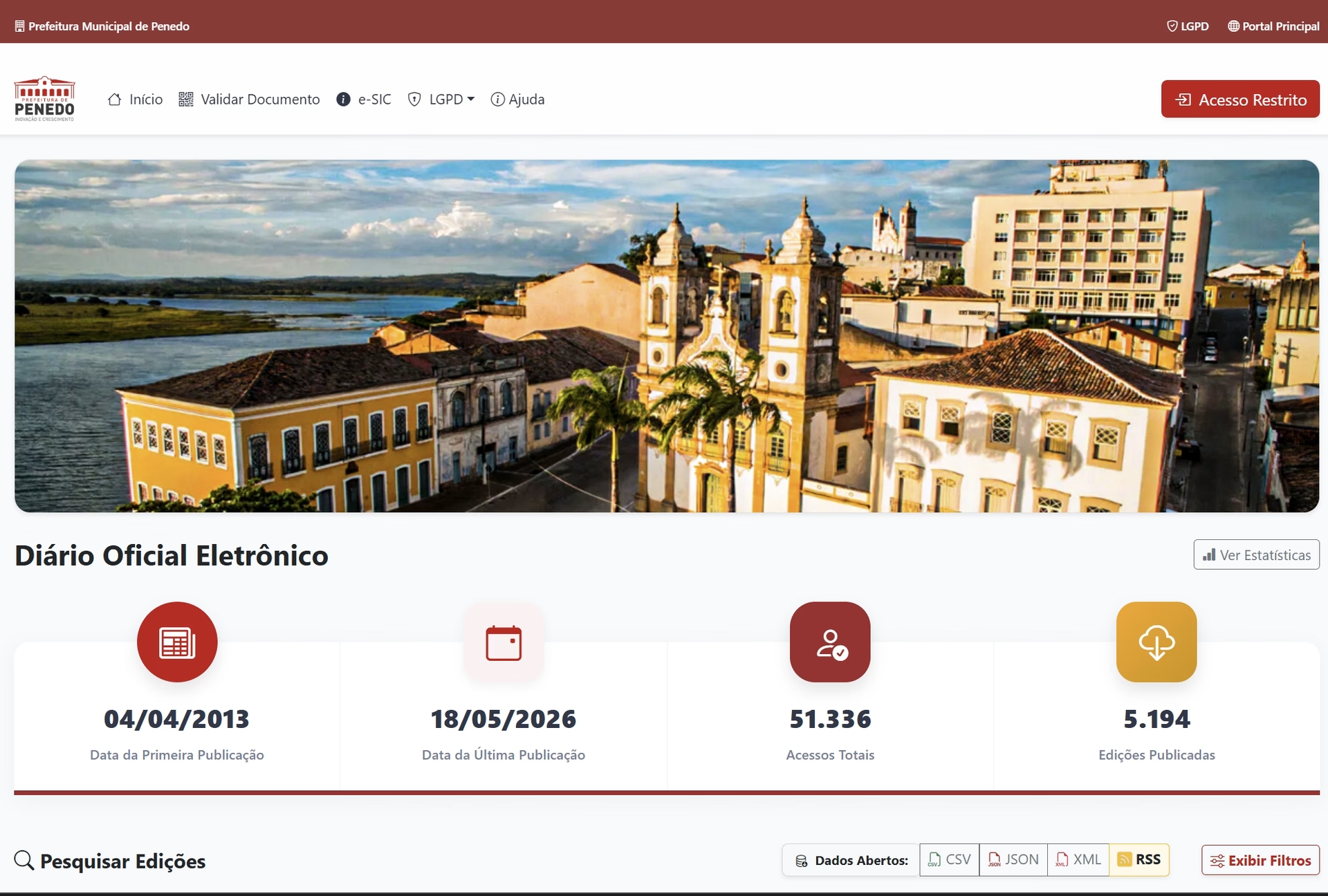 Prefeitura de Penedo moderniza Diário Oficial Eletrônico