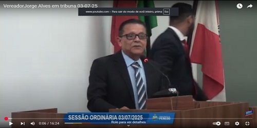 Vereador Jorge Alves abre tribuna com “o dia da revolta nesta casa” contra a Águas do Sertão”.